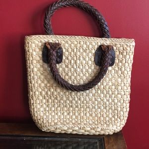 Ralph Lauren summer straw handbag, leather trim